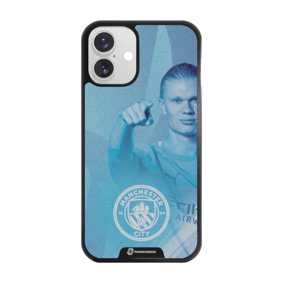 Phonecases3D iPhone 16 Plus Man City Haaland 3D mobilcover, sort billede 1