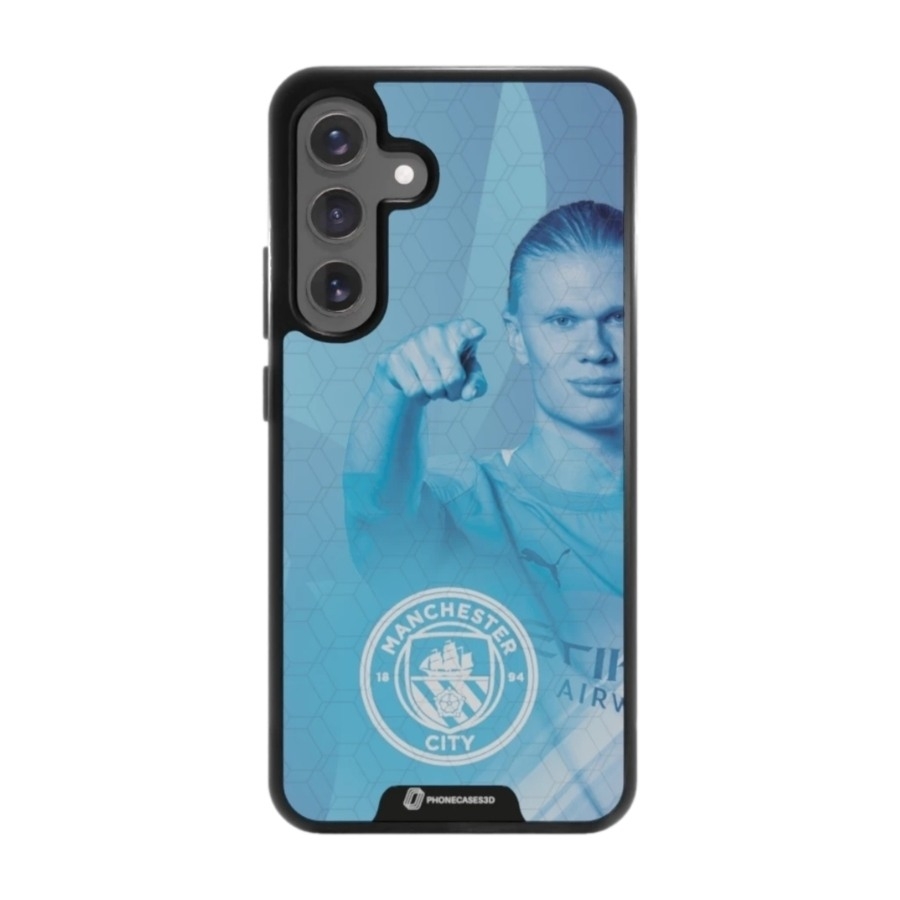 Phonecases3D Samsung Galaxy S25+ Man City Haaland 3D mobilcover, sort billede 1