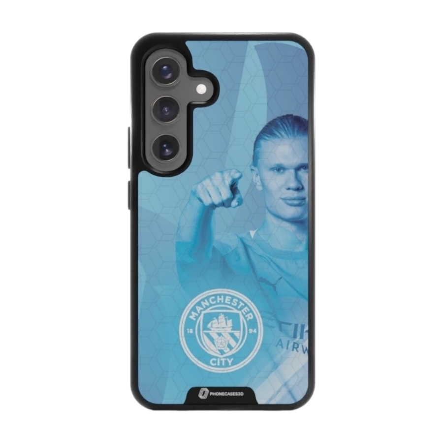 Phonecases3D Samsung Galaxy S25 Man City Haaland 3D mobilcover, sort billede 1