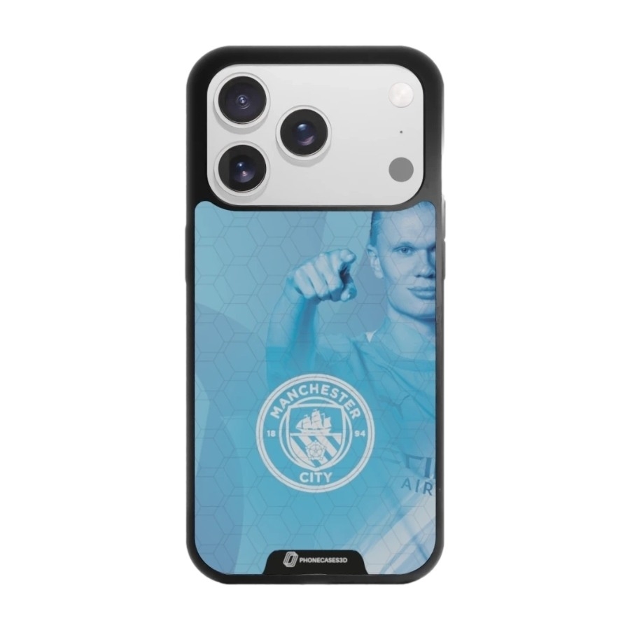 Phonecases3D iPhone 17 Pro Max Man City Haaland 3D mobilcover, sort billede 1