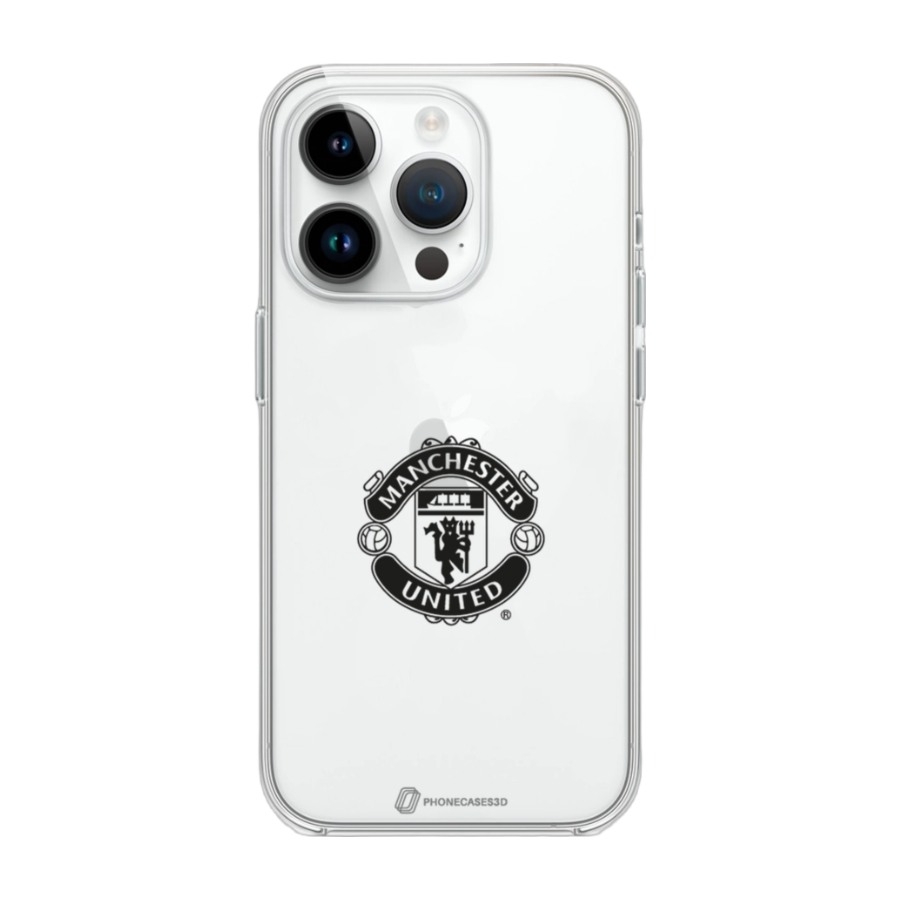 Phonecases3D iPhone 14 Pro Manchester United FC Clear case -mobilcover, hvid billede 1