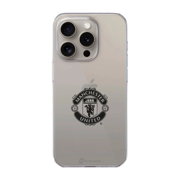 Phonecases3D iPhone 15 Pro Manchester United FC Clear case -mobilcover, hvid billede 1