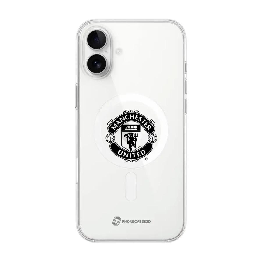 Phonecases3D iPhone 16 Plus Manchester United FC Clear case -mobilcover, hvid billede 1