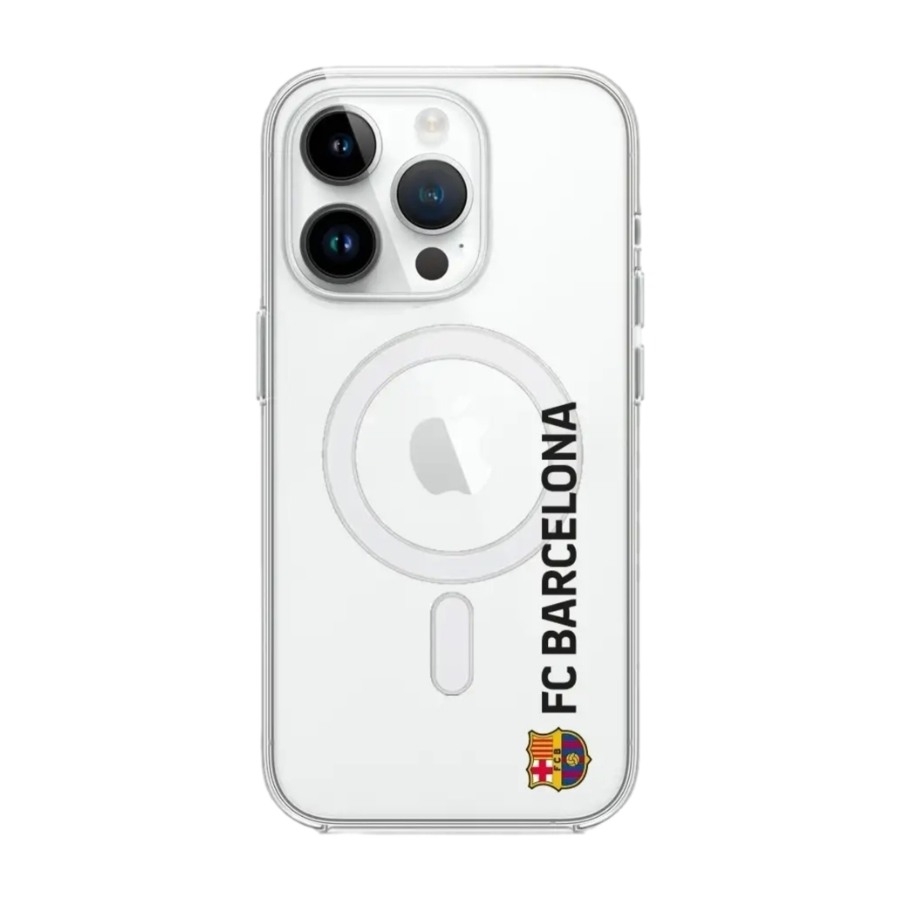 Phonecases3D iPhone 14 Pro FC Barcelona Clear case (MagSafe) -mobilcover, hvid billede 1