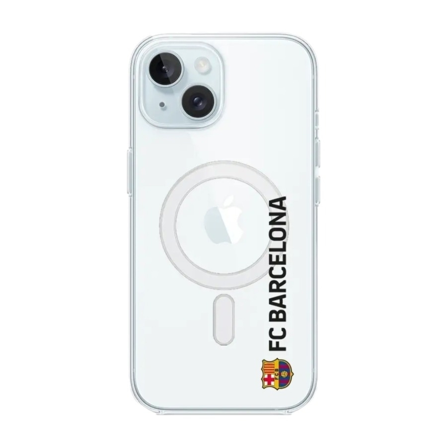 Phonecases3D iPhone 15 FC Barcelona Clear case (MagSafe) -mobilcover, hvid billede 1