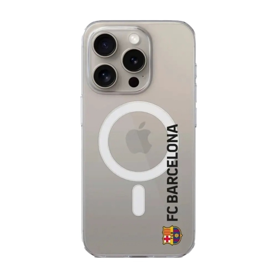 Phonecases3D iPhone 16 Pro FC Barcelona Clear case (MagSafe) -mobilcover, hvid billede 1