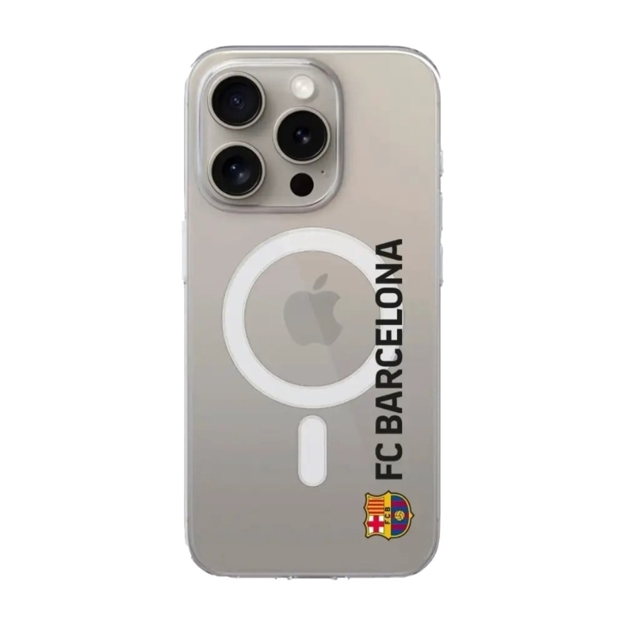 Phonecases3D iPhone 16 Pro Max FC Barcelona Clear case (MagSafe) -mobilcover, hvid billede 1