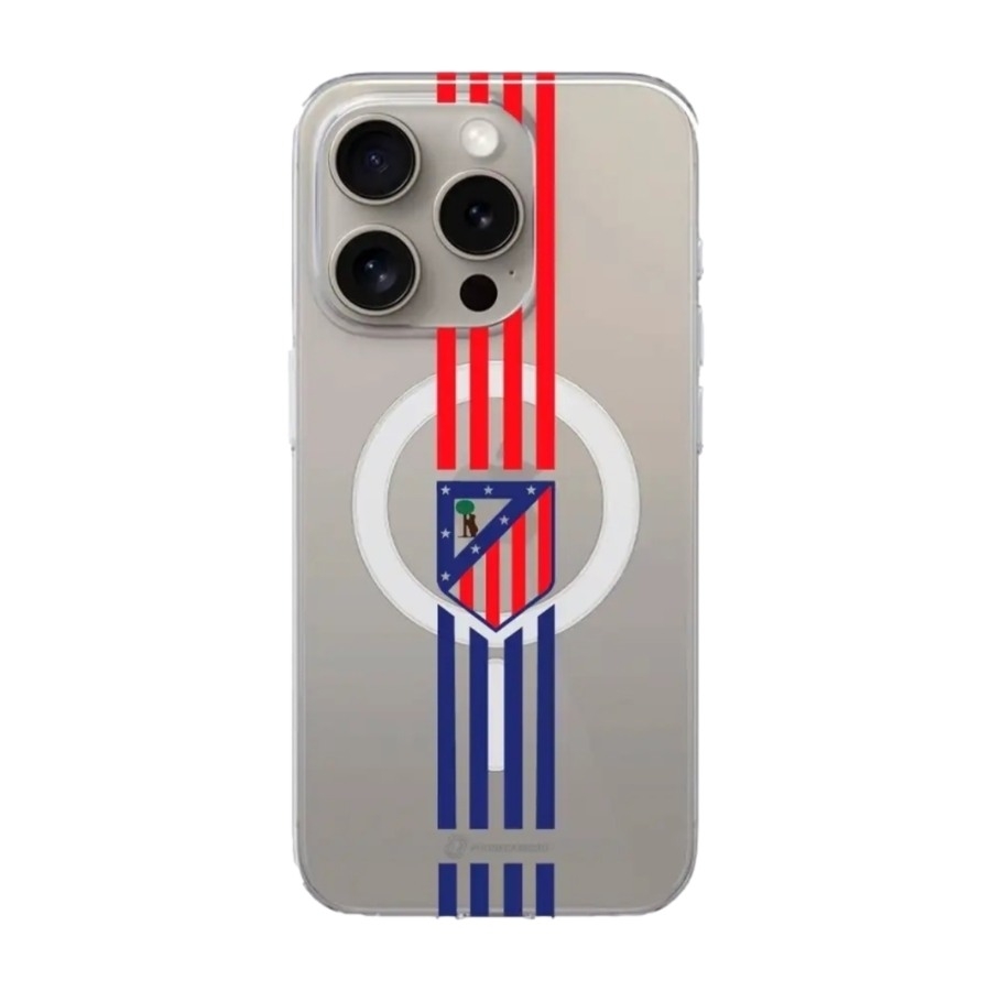 Phonecases3D iPhone 16 Pro Max Atlético de Madrid Clear case (MagSafe) -mobilcover, hvid billede 1