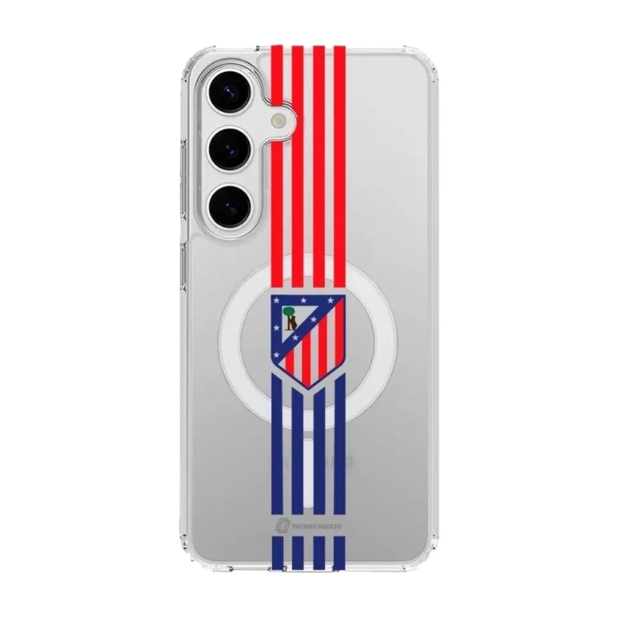 Phonecases3D Samsung Galaxy S25 Atlético de Madrid Clear case (MagSafe) -mobilcover, hvid billede 1