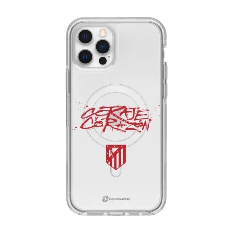 Phonecases3D iPhone 12 Atlético de Madrid Clear case (MagSafe) -mobilcover, hvid billede 1