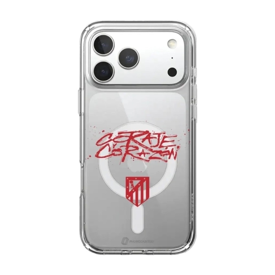 Phonecases3D iPhone 17 Pro Atlético de Madrid Clear case (MagSafe) -mobilcover, hvid billede 1