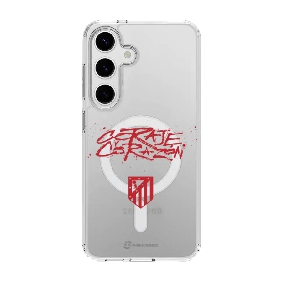 Phonecases3D Samsung Galaxy S25 Atlético de Madrid Clear case (MagSafe) -mobilcover, hvid billede 1