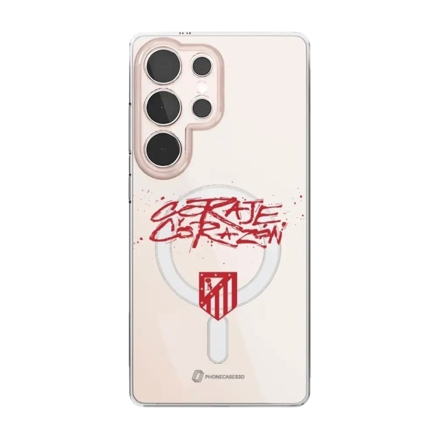 Phonecases3D Samsung Galaxy S25 Ultra Atlético de Madrid Clear case (MagSafe) -mobilcover, hvid billede 1