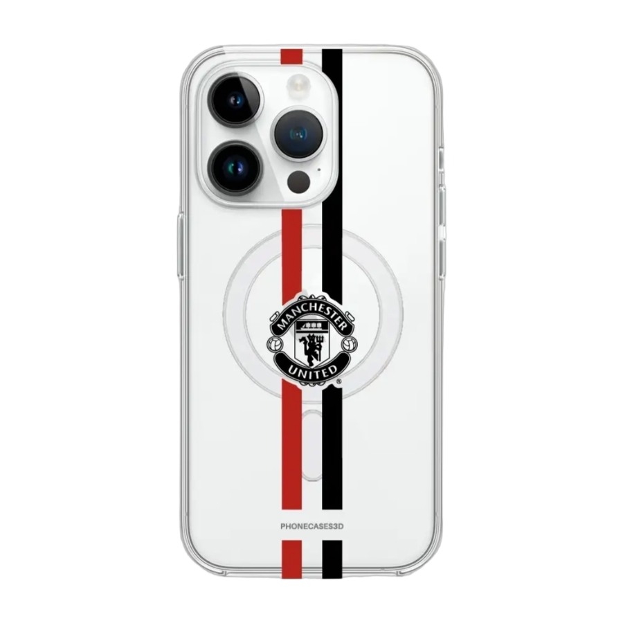 Phonecases3D iPhone 14 Pro Manchester United FC Clear case (MagSafe) -mobilcover, hvid billede 1
