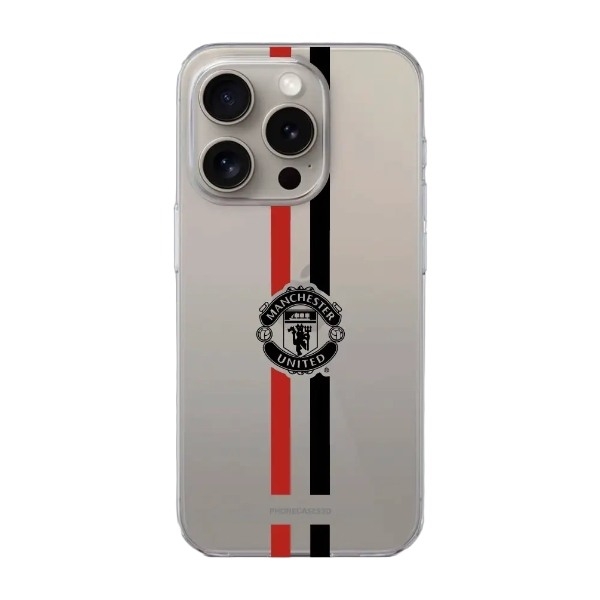 Phonecases3D iPhone 15 Pro Manchester United FC Clear case -mobilcover, hvid billede 1