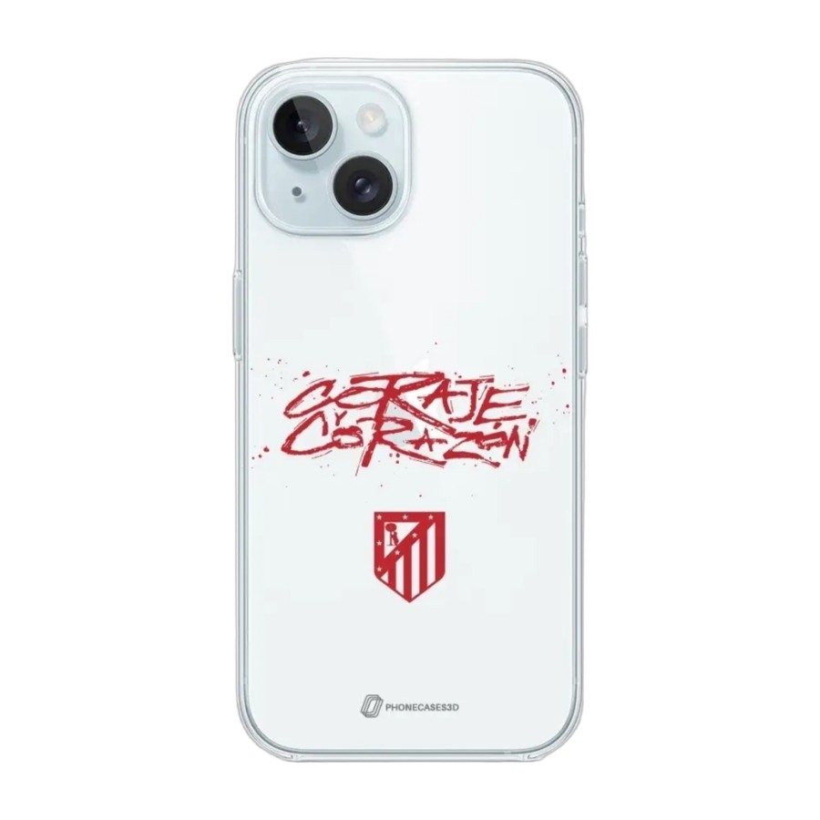 Phonecases3D iPhone 15 Atlético de Madrid Clear case -mobilcover, hvid billede 1