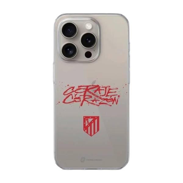 Phonecases3D iPhone 15 Pro Atlético de Madrid Clear case -mobilcover, hvid billede 1