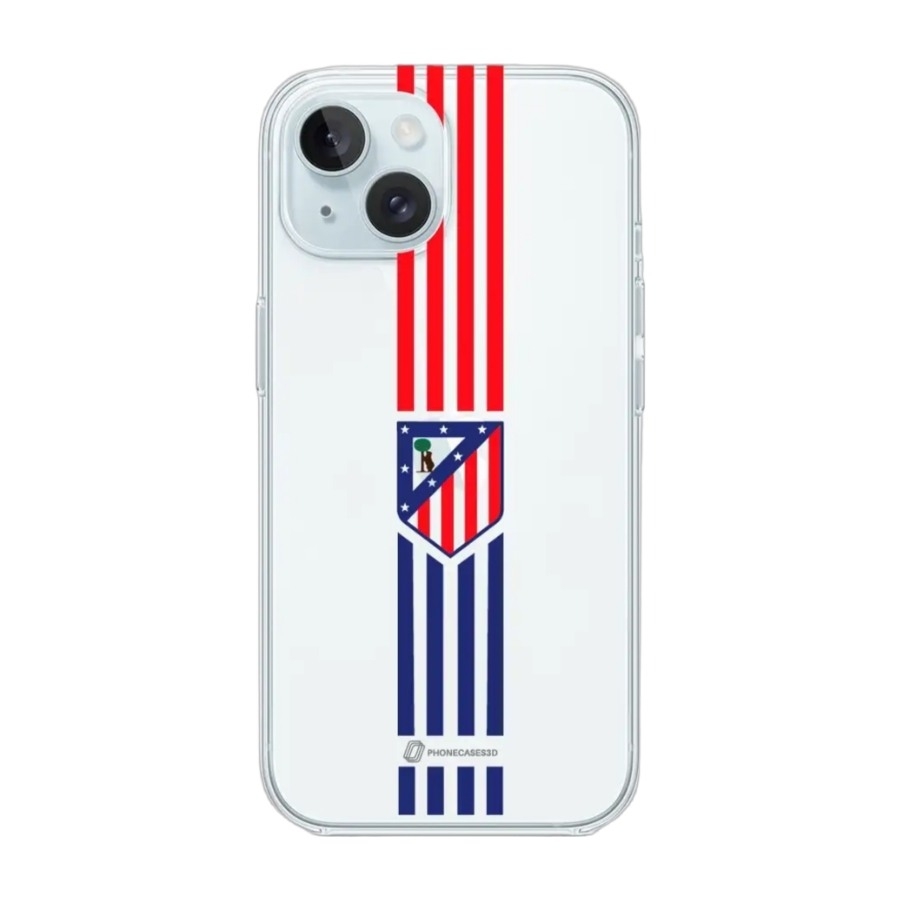 Phonecases3D iPhone 15 Atlético de Madrid Clear case -mobilcover, hvid billede 1