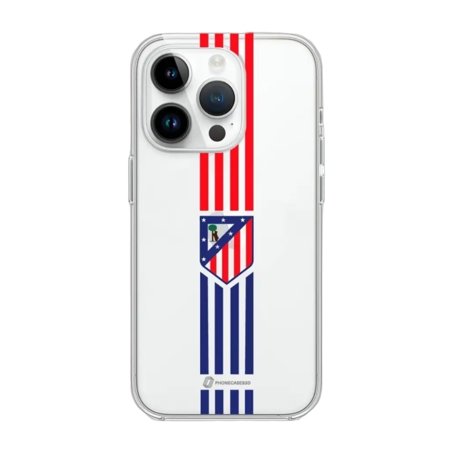 Phonecases3D iPhone 14 Pro Atlético de Madrid Clear case -mobilcover, hvid billede 1