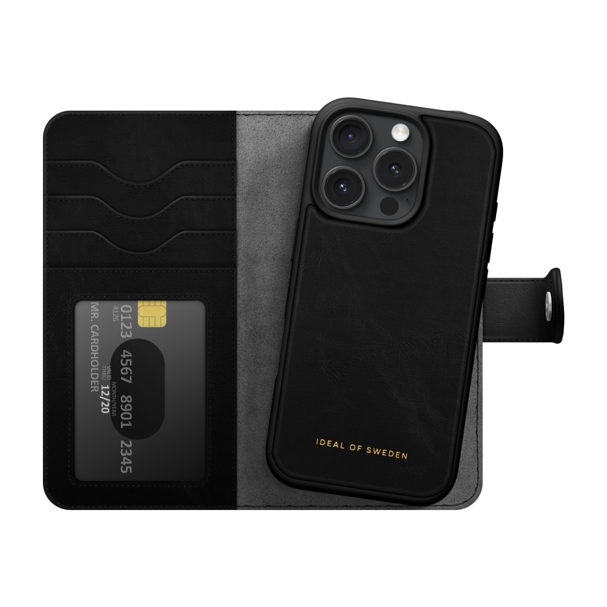 IDEAL OF SWEDEN iPhone 16 Pro Magnet Wallet+ tegnebogscover, sort billede 4