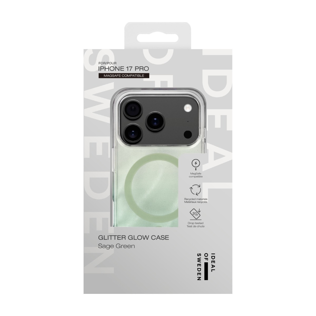 IDEAL OF SWEDEN iPhone 17 Pro Clear Cover MagSafe, Green Sage billede 4