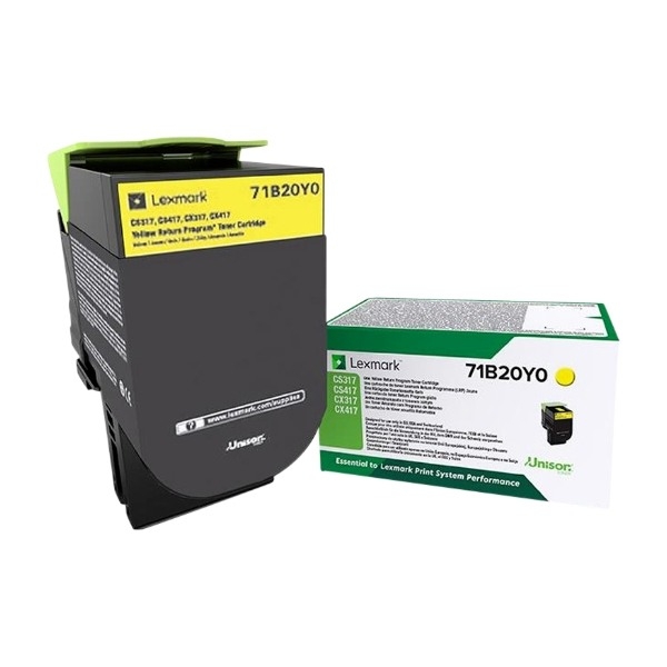 Lexmark 71B20Y0 tonerpatron 1 stk Original, gul billede 1