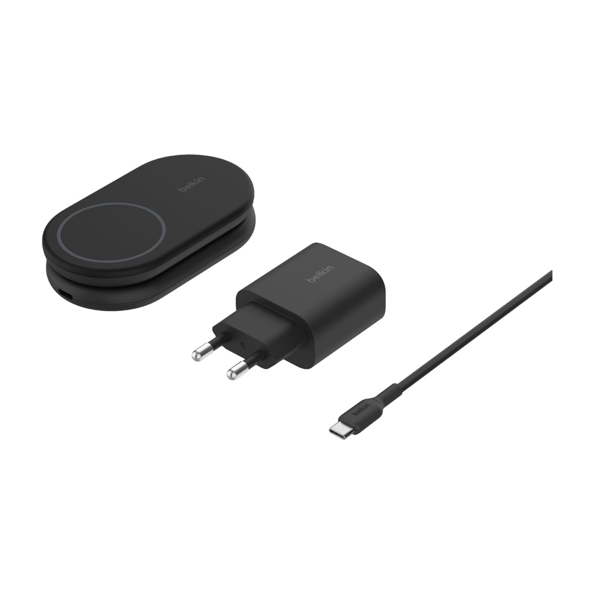 Belkin BoostCharge Qi2 2-i-1 magnetisk foldbar trådløs oplader 15 W, sort billede 1