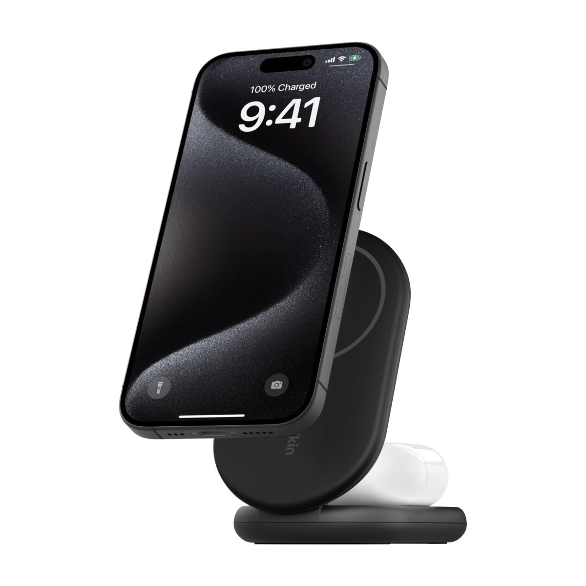 Belkin BoostCharge Qi2 2-i-1 magnetisk foldbar trådløs oplader 15 W, sort billede 3