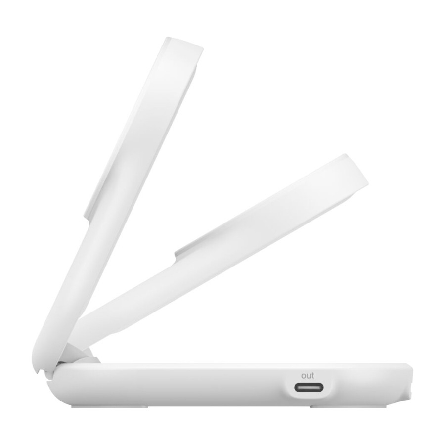 Belkin UltraCharge 2-i-1 sammenklappelig magnetisk oplader 25 W Qi2, hvid billede 2