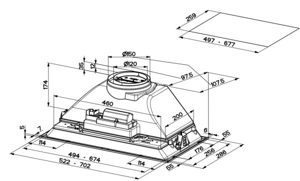 FABER S.p.A. Inka Smart C LG A52, 335 m³/t, Aftræk/Recirkulerende, D, D, C, 66 dB