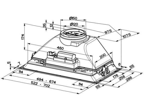 FABER S.p.A. Inka Smart HC X A70, 390 m³/t, Aftræk/Recirkulerende, C, D, C, 70 dB