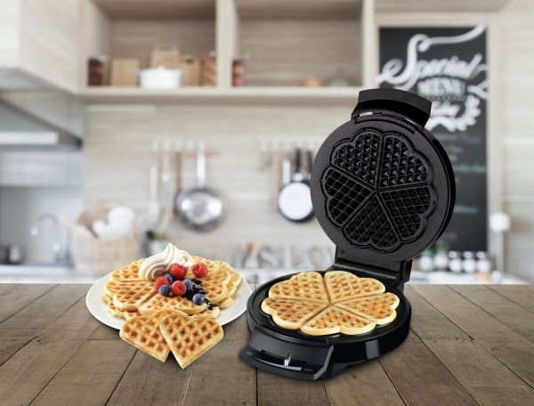 Trisa Waffle Pleasure, 1 vaffel/vafler, Hjerte (form), Sort, Sølv, 16 cm, 0,9 m, 1000 W