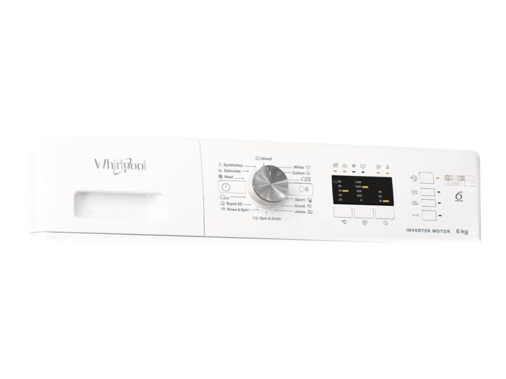Whirlpool FFL 6238 W EE - Vaskemaskine - bredde: 59.5 cm - dybde: 57.5 cm - højde: 84.5 cm - frontbetjening - 52 liter - 6 kg - 1200 rpm - hvid