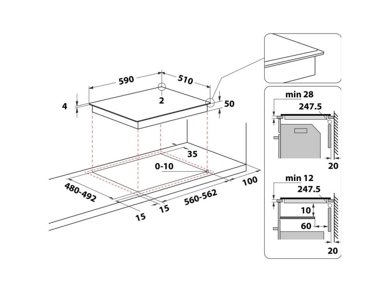 Whirlpool WS S4060 BF, Sort, Indbygget, 60 cm, Zone induktionskogeplade, Keramisk, 4 zone(s) billede 4