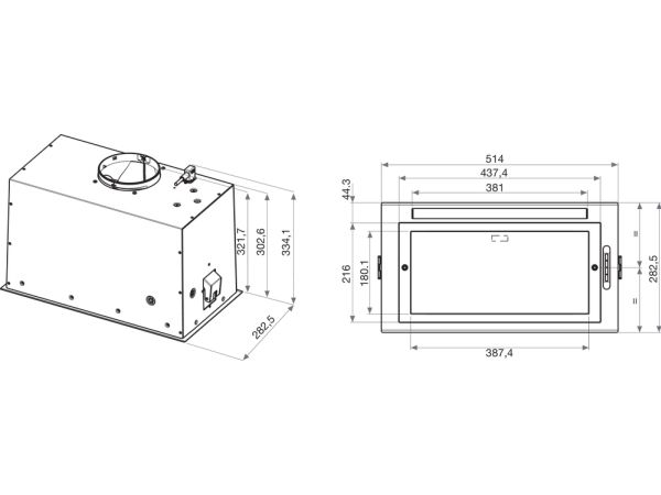 Whirlpool WCT3 64 FLB X, 395 m³/t, Aftræk/Recirkulerende, E, A, D, 61 dB