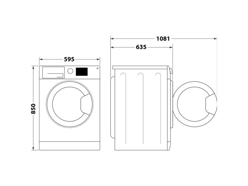 Whirlpool FFWDB 976258 SV EE, Front-læsning, Fritstående, Hvid, Venstre, 7 kg, 1551 rpm billede 2