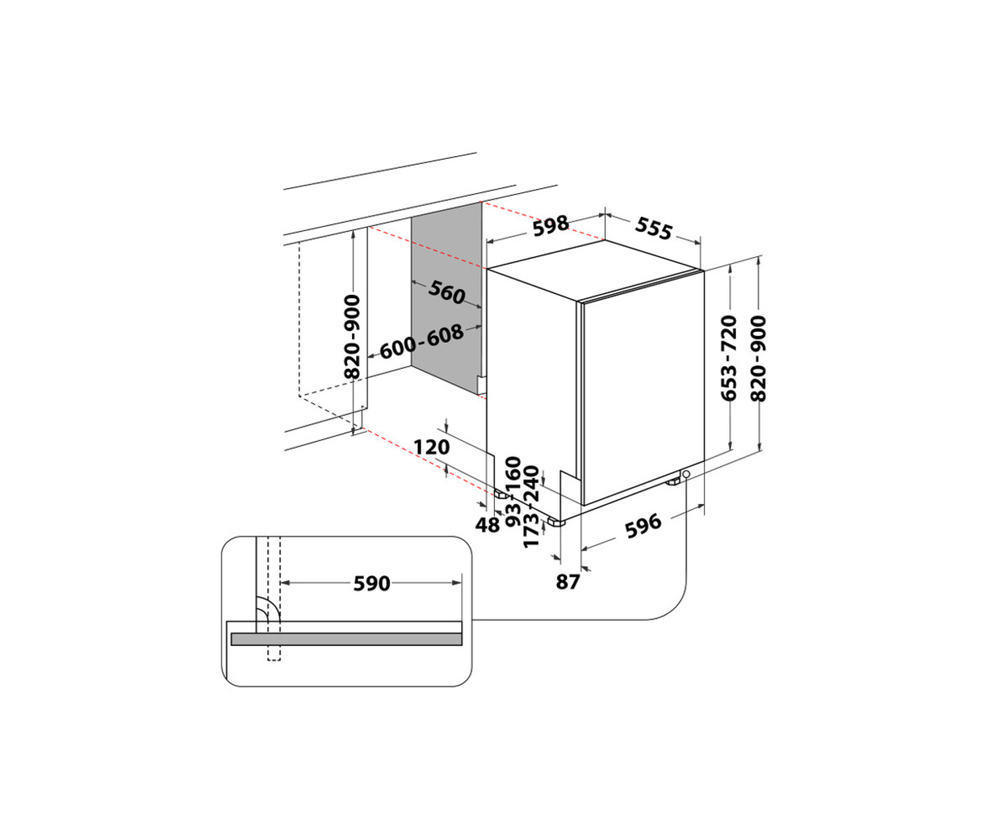 Whirlpool W2IHD526A Integrerbar Opvaskemaskine