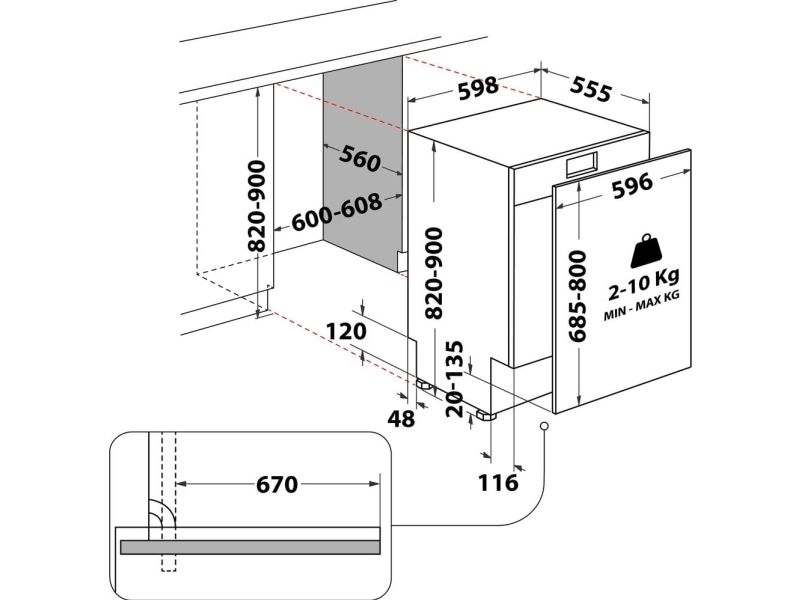 WHIRLPOOL W2IHD524AS - Opvaskemaskine - Sølv