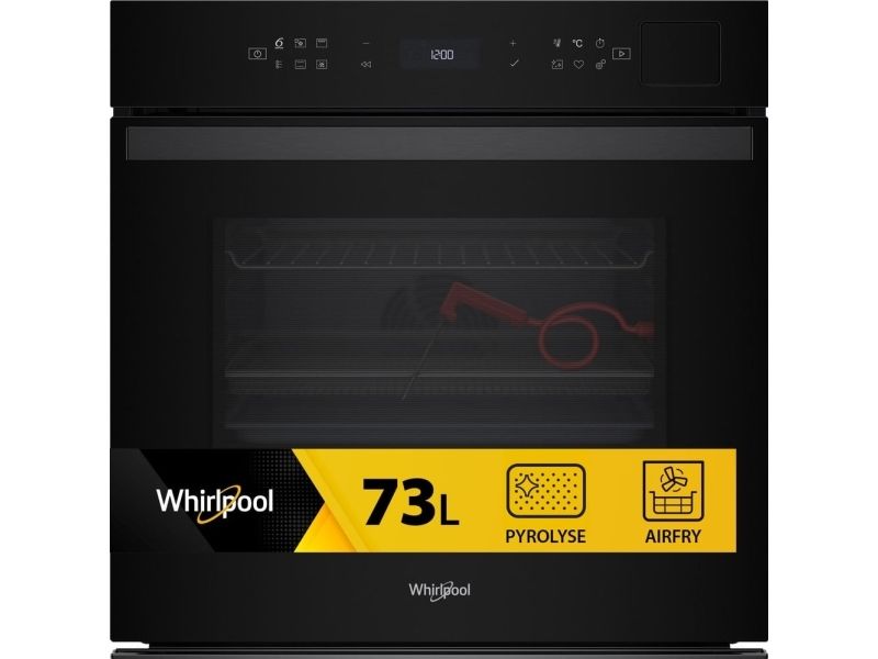 Whirlpool W Collection WOI6A8FPT1SBA - Ovn - med dampfunktion - til indbygning - niche - bredde: 56 cm - dybde: 55 cm - højde: 58.3 cm - med selv-rengøring - Klasse A+ - sort
