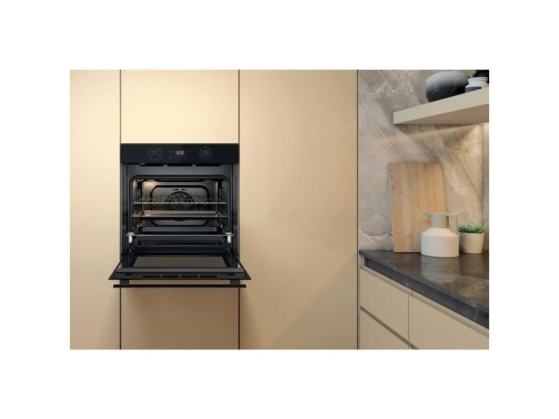 Whirlpool OMK58HU1B - Ovn - til indbygning - niche - bredde: 56 cm - dybde: 56 cm - højde: 58.3 cm - med selv-rengøring - Klasse A+ - sort