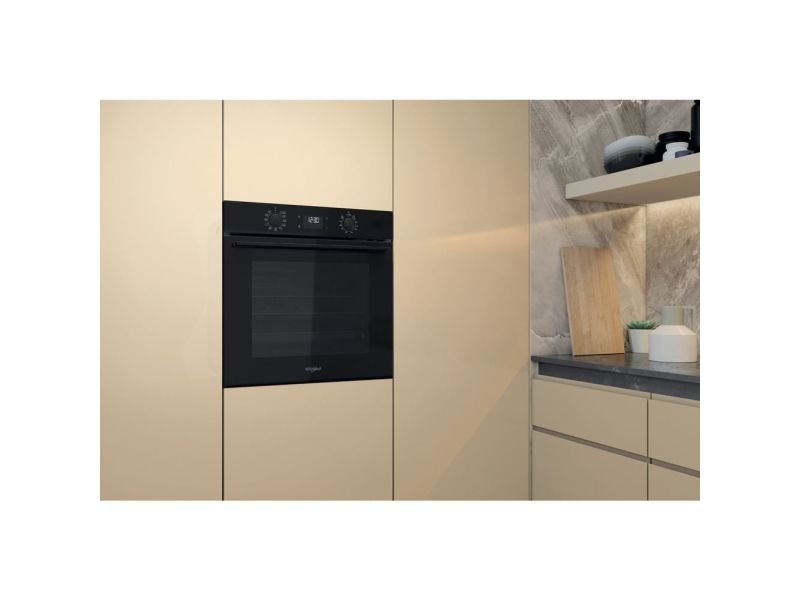 Whirlpool OMK58HU1B - Ovn - til indbygning - niche - bredde: 56 cm - dybde: 56 cm - højde: 58.3 cm - med selv-rengøring - Klasse A+ - sort