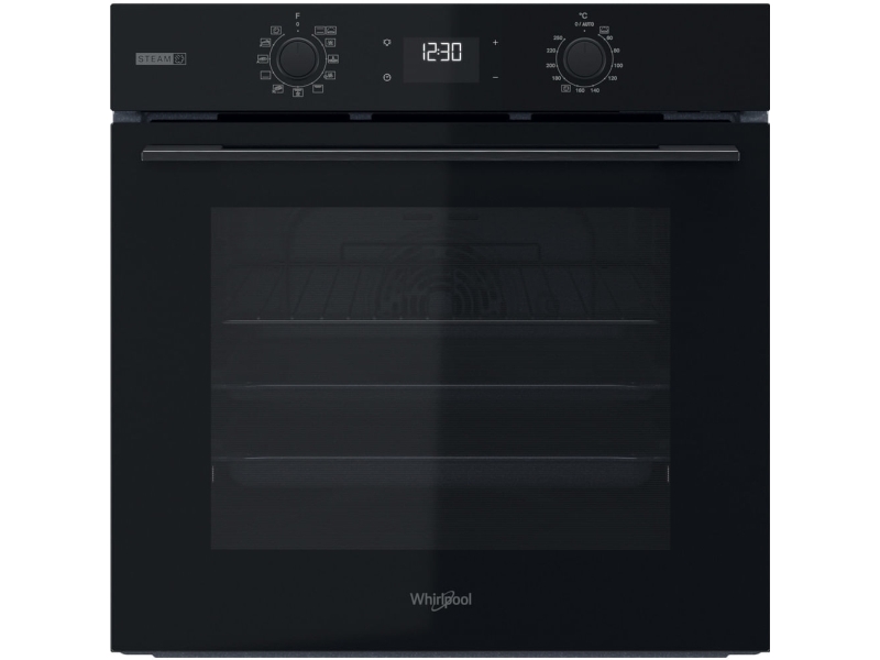 Whirlpool OMSK58CU1SB, Medium, Elektrisk ovn, 71 L, 71 L, Blæserassisteret, Katalytisk