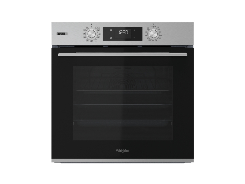 Whirlpool OMSK58HU1SX, Medium, Elektrisk ovn, 71 L, 71 L, Blæsertvungen, Hydrolytisk