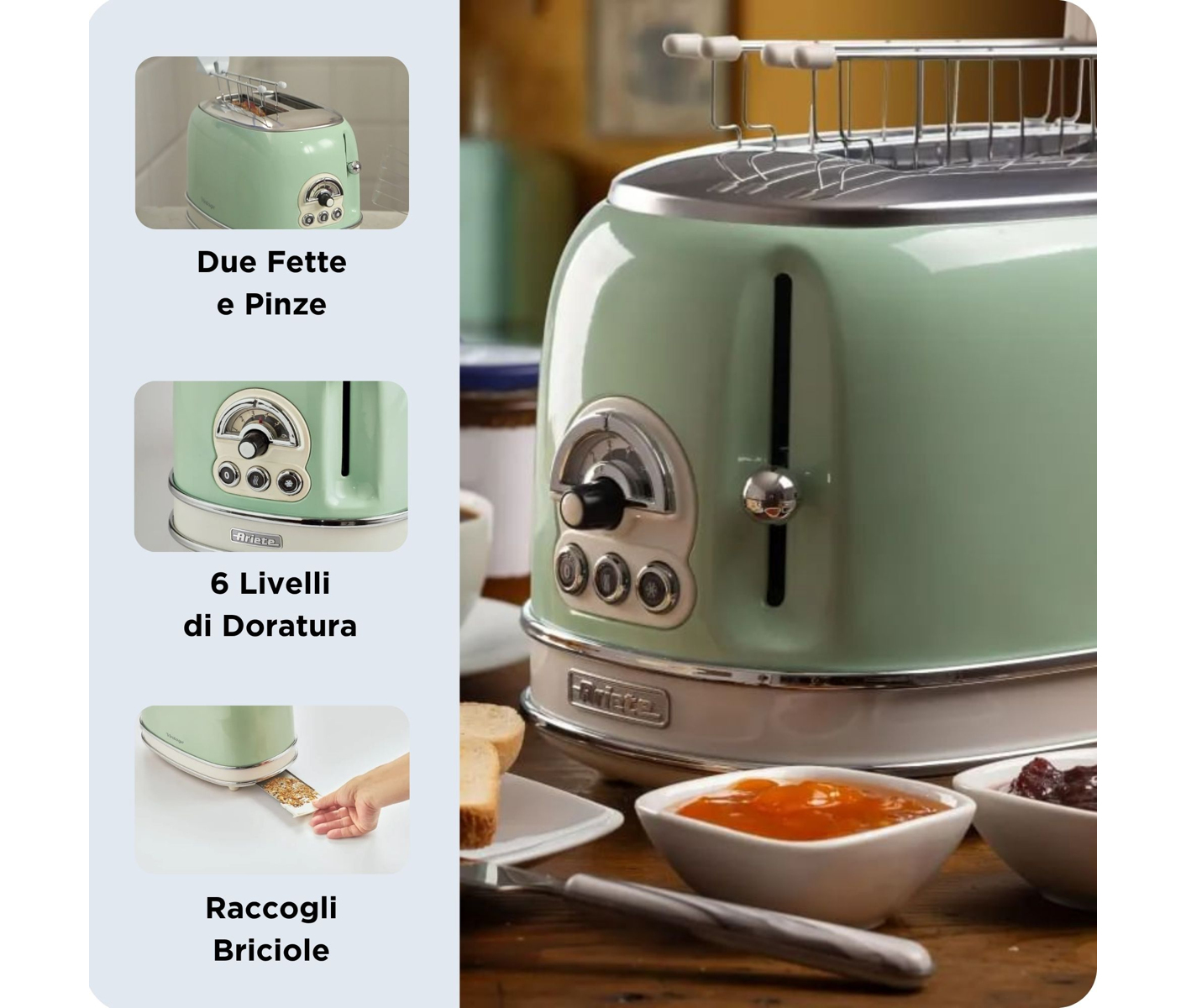 Ariete 00C015504AR0  Brødrister - Farve:  Grøn billede 4