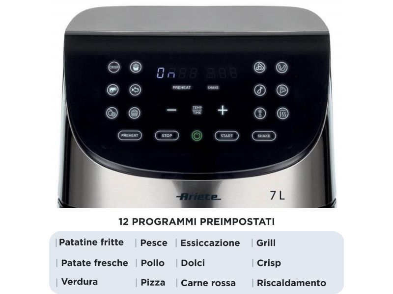 Ariete 4628/00, Varmluftsteger, 7 L, 2,8 kg, 35 °C, 200 °C, 60 min.