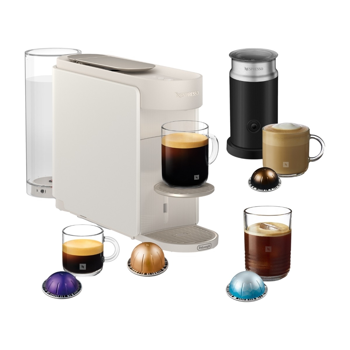 Nespresso Vertuo Up Value Pack kapselmaskine fra De'Longhi, hvid