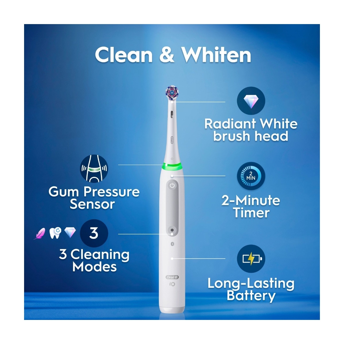 Oral-B iO3 Whitening Edition elektrisk tandbørste, Quite White billede 4