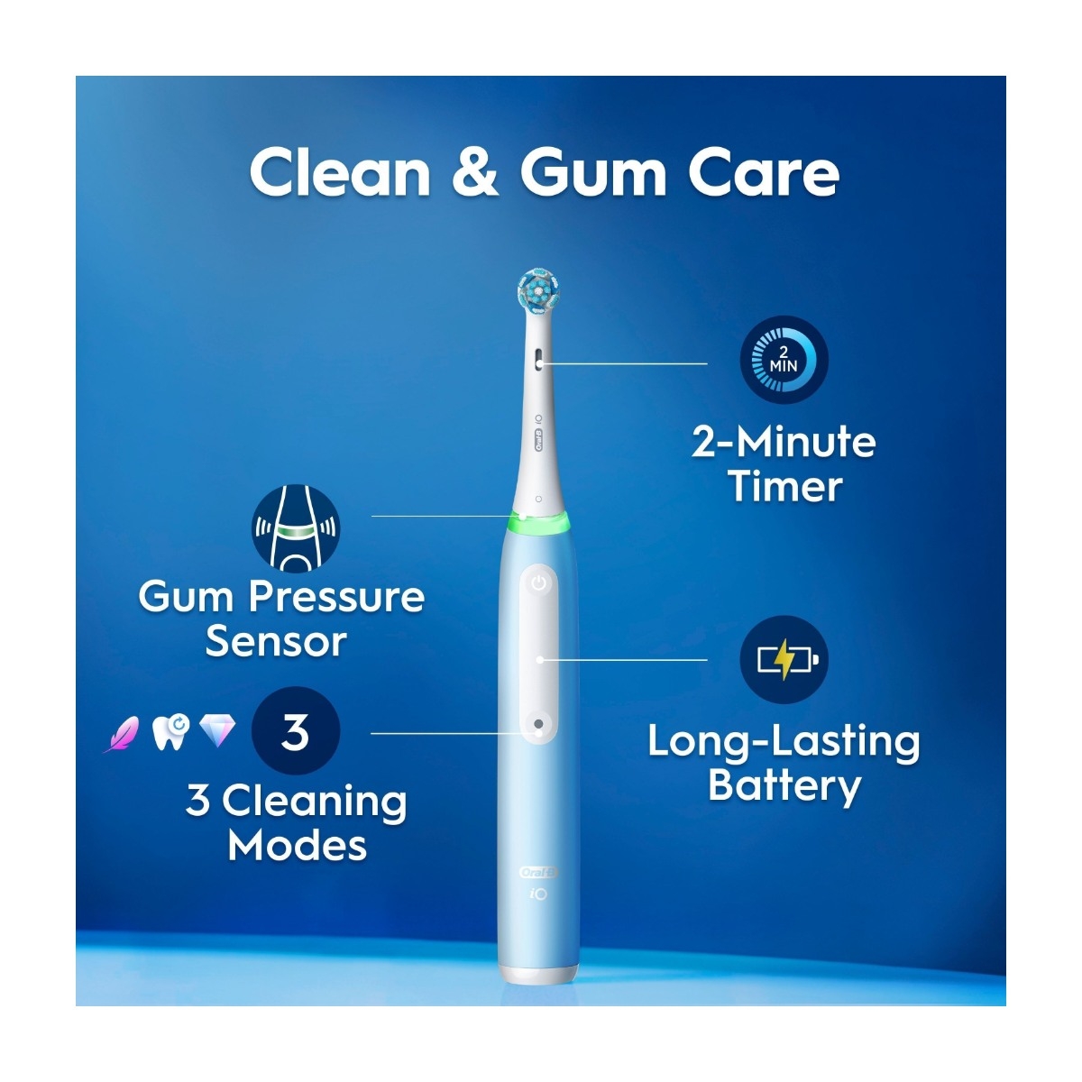 Oral-B iO3S elektrisk tandbørste, Ice Blue billede 4