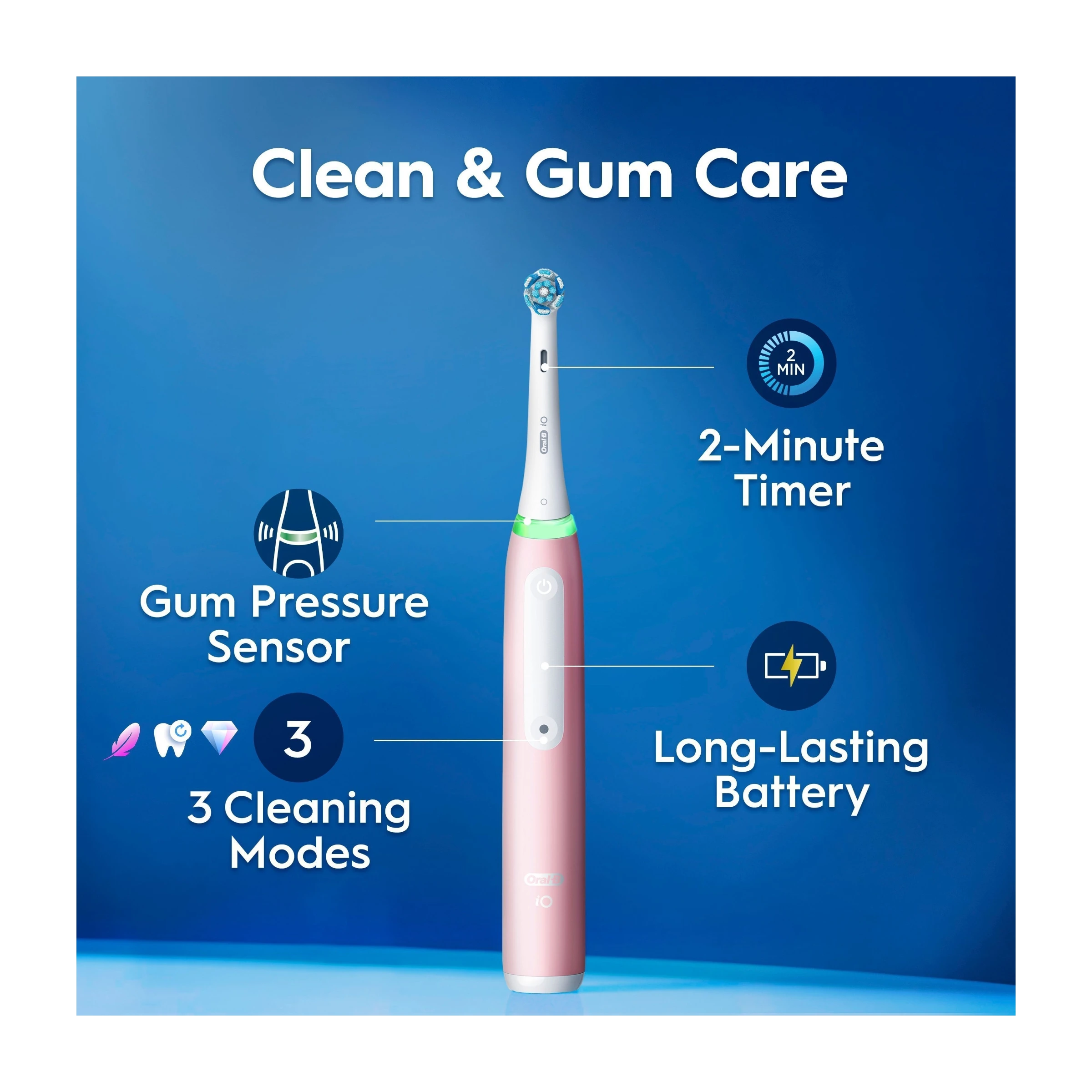 Oral-B iO3S elektrisk tandbørste, lyserød billede 4