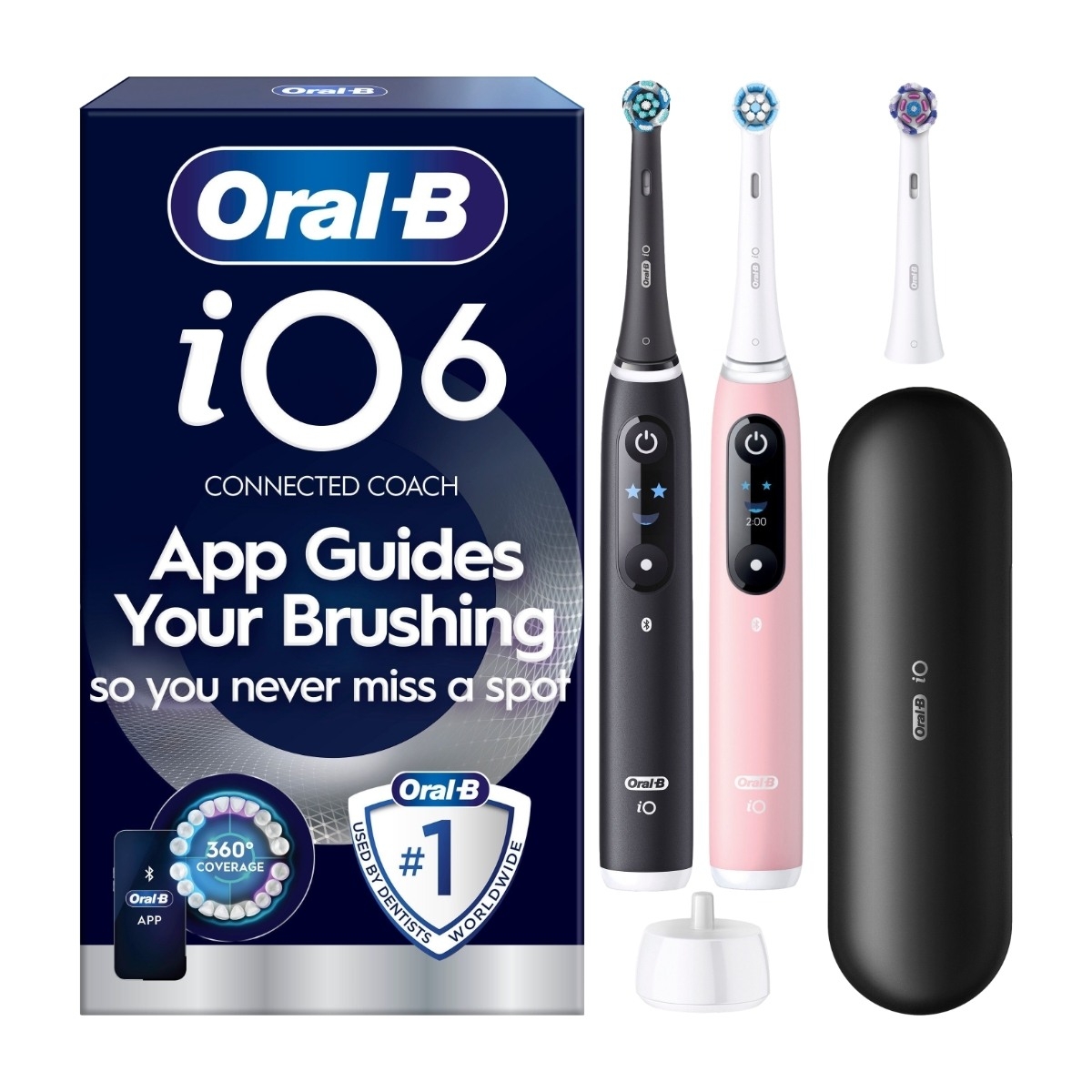 Oral-B iO6 Duo Edition elektrisk tandbørste, Black Lava & Pink Sand billede 1